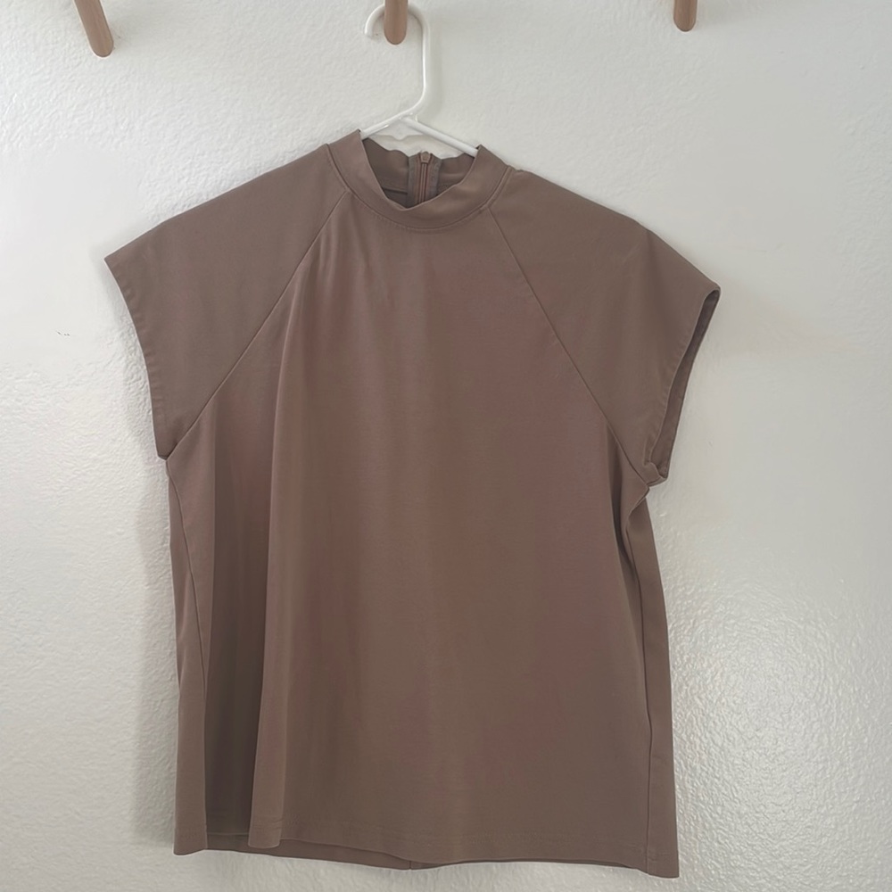 Taupe/ tan work blouse